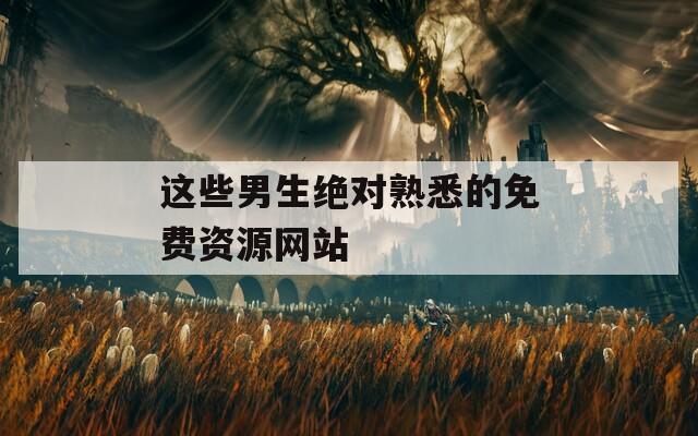 这些男生绝对熟悉的免费资源网站